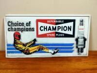 CHAMPION: A Champion spark plug 'Choice of Champions' plastic advertising sign