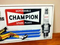 CHAMPION: A Champion spark plug 'Choice of Champions' plastic advertising sign - 3