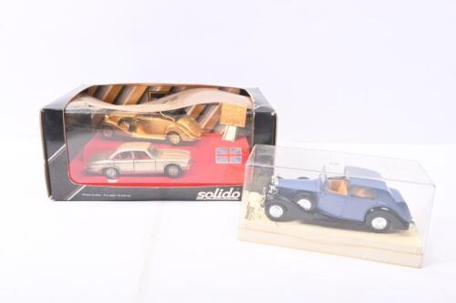 ROLLS-ROYCE: Two Rolls-Royce related models by solido in 1:43 scale. Gold Rolls-Royce, Silver Jaguar XJ6 & Rolls Royce Coupe (4071)