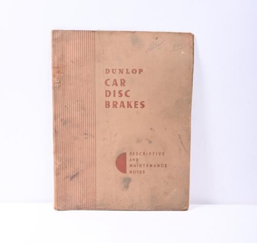 XK 150: A rare original copy of 1956 'DUNLOP CAR DISC BRAKES - DESCRIPTIVE AND MAINTENANCE NOTES for the JAGUAR XK150' as issued by the DUNLOP RIM & WHEEL CO.LTD. (MANUAL DM.1174)