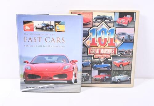 CARS: Two hardcover books concerned with cars. '101 GREAT MARQUES' by Andrew Whyte & 'The Ultimate History of FAST CARS' by Jonathan Wood