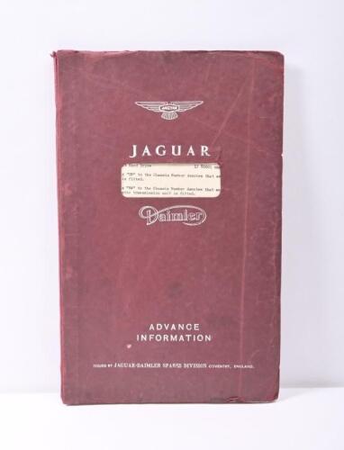 JAGUAR/DAIMLER: An 'INTERIM PARTS LIST FOR JAGUAR "240" and "340" MODELS - ADVANCE INFORMATION. As issued by JAGUAR/DAIMLER SPARES DIVISION