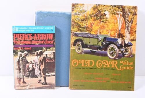 VINTAGE MOTORING/SPORTS CARS: A collection of books detailing vintage motoring and sports cars. 'PIERCE-ARROW - First among America's finest' softcover book by Maurice D. Hendry
