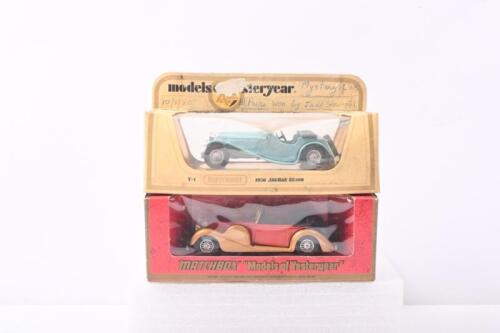 MODELS OF YESTERYEAR: Two Matchbox Models of Yesteryear. Y1 1936 SS 100 Jaguar & Y11 1938 Lagonda Drophead Coupe