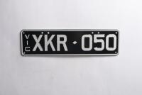 JAGUAR XKR: A set of black and white Victorian slim line&nbsp;'XKR - 050' number plates. With rights to display