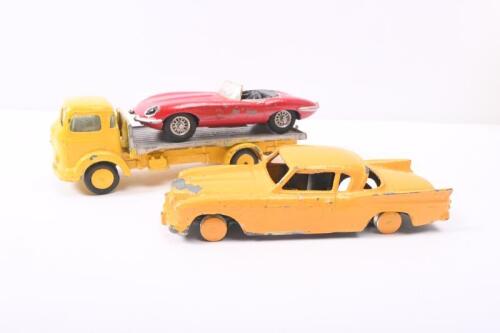 CORGI TOYS: Three CORGI TOYS. 5-TON COMMER Truck, Jaguar E-Type & Studebaker Golden Hawk