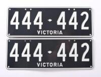 Six-digit Victorian Custom Numerical plates '444-442', sold with rights to display - 2