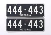 Six-digit Victorian Custom Numerical plates '444-443', sold with rights to display - 2