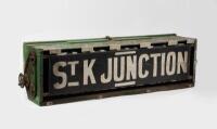 TRAM: An early original Victorian tram destination mechanical box, currently displaying 'St Kilda Junction', 31.5cm high, 117cm wide - 2
