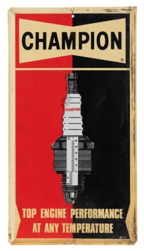 CHAMPION: A circa 1970s/1980s plastic Champion advertising sign, 62cm high, 34cm wide