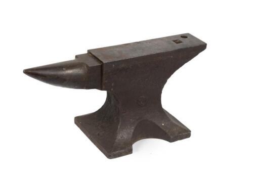 ANVIL: A nice French medium size cast iron anvil, stamped to size '27K5 made in France', Ex-personal garage of Reg Hunt, 27cm high, 44cm wide.