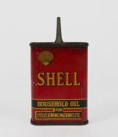 SHELL: A c1930s Shell 'Household Oil' 4 fluid ounce tin, 'For cycles, sewing machines etc.'