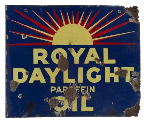 ROYAL DAYLIGHT: A nice original double sided 'Royal Daylight' Paraffin Oil sign, 55cm wide, 46cm high.