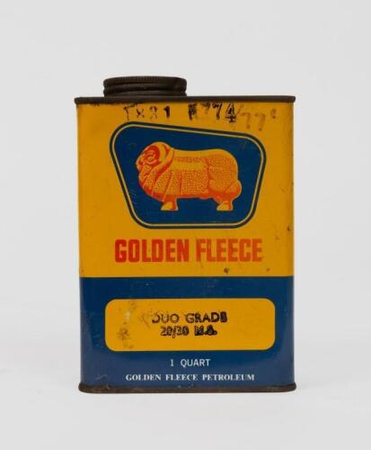 GOLDEN FLEECE: A Golden Fleece 1 Quart 'Duo Grade 20/30 M.S.' tin