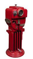 ELECTRIC STAFF: A heavy cast red 'automatic electric staff' instrument machine as used on single working lines in Victoria - 2