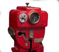 ELECTRIC STAFF: A heavy cast red 'automatic electric staff' instrument machine as used on single working lines in Victoria - 3