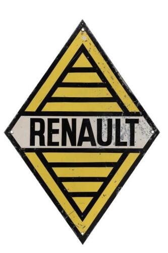 RENAULT: A superb large c1959-1971 diamond logo Renault cars dealership tin sign 81cm wide, 117cm high.