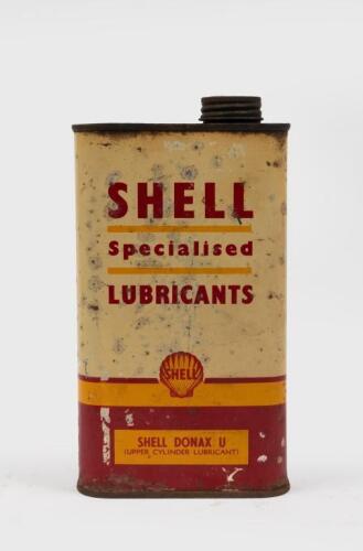 SHELL: A Shell 'Specialised Lubricants' Shell Donax U (Upper Cylinder Lubricant) 1 Imperial Pint tin by Dominion Can.Melb.