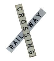 RAILWAY: A metal two piece Railway Crossing sign, measures 136cm high.