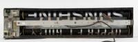 TRAIN: An original Victorian train destination box currently showing 'Upfield' line likely from a Hitachi train 23cm high, 99cm wide. Last serviced in 2001. - 2
