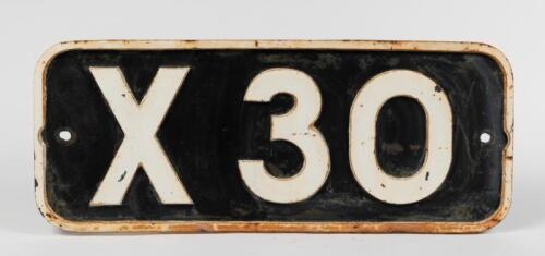 X CLASS: A heavy cast iron 'X Class' locomotive plaque from 'X 30' loco, 70.5cm wide, 29cm high.