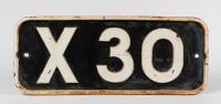 X CLASS: A heavy cast iron 'X Class' locomotive plaque from 'X 30' loco, 70.5cm wide, 29cm high.