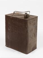SHELL: A early embossed Shell 'Benzine' running board tin, featuring embossed clam shell to top