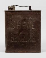 SHELL: A early embossed Shell 'Benzine' running board tin, featuring embossed clam shell to top - 3