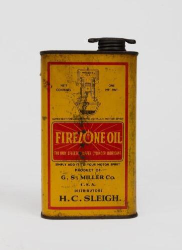 FIREZONE: A early H.C Sleigh Firezone Oil one imperial pint 'Upper Cylinder Lubricant' tin