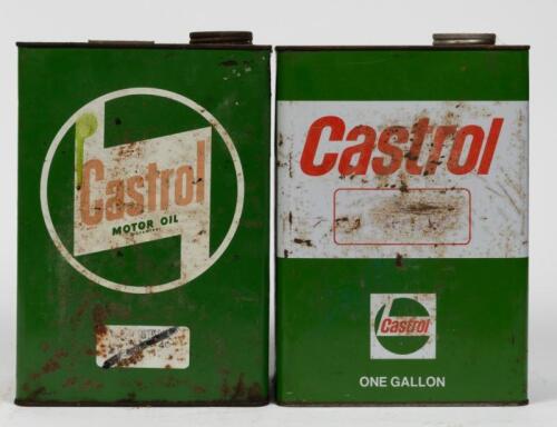 CASTROL: Two Castrol one gallon tins including a 'hockey stick' logo tin and 'Z' logo tin