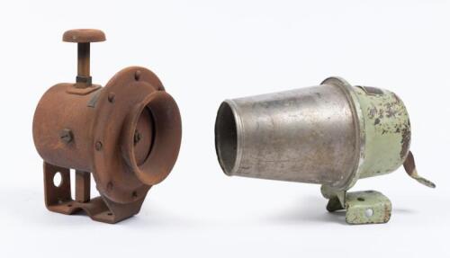 KLAXON: Two Klaxon style horns including a E.A Laboratories hand horn series No.2 and a Angsten Koch Company horn