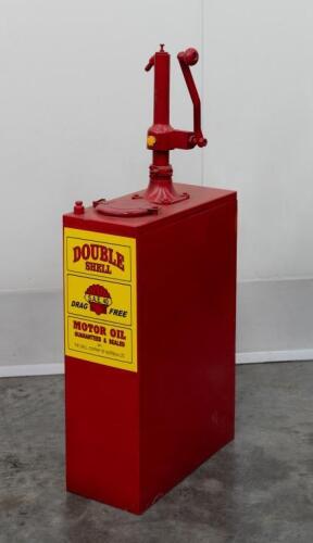 SHELL: A restored highboy oil pump in 'Double Shell SAE 40' livery with 'Epex' hand pump