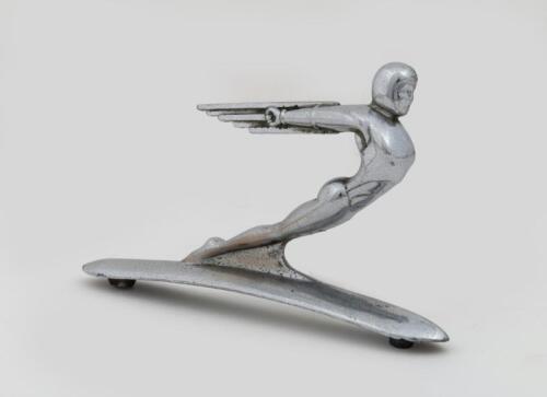 ROCKETMAN: A chrome plated 'Rocket Man' car hood mascot, in art deco style