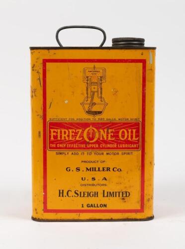 FIREZONE: A 1 gallon H.C.Sleigh limited 'Firezone Oil' upper cylinder lubricant tin
