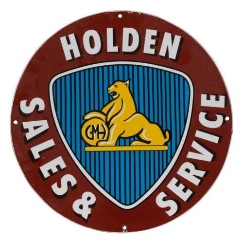 HOLDEN: A high quality reproduction enamel 'GMH Holden Sales & Service' round sign, featuring early lion logo, 44cm diameter.