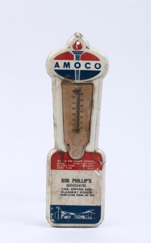 AMOCO: A small plastic Amoco dealers thermometer from 'Bob Phillips service centre Thomastown'