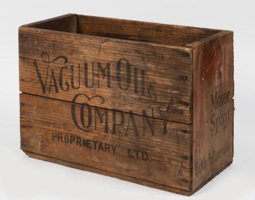 KALIF: A unusual 'Kalif Motor Spirit' wooden crate by the Vacuum Oil Company