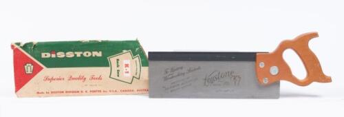 DISSTON: A NOS 'Disston' K-1 back saw with original cardboard sleeve