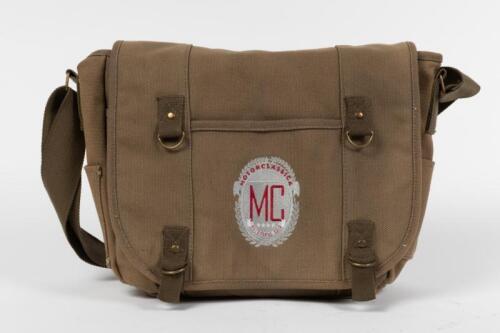 MOTORCLASSICA: A 2010 Motorclassica Melbourne hessian laptop/side bag, khaki.