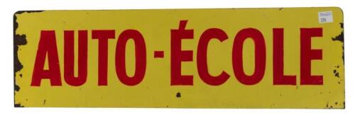 DRIVING SCHOOL: A interesting small French 'Auto-Ecole' "Driving School" tin sign, 49cm wide, 15cm high.