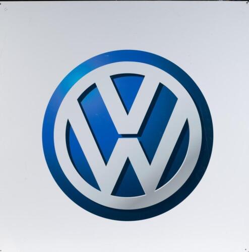 VOLKSWAGEN: A large modern Volkswagen dealership advertising sign, 120cm wide, 120cm high square.