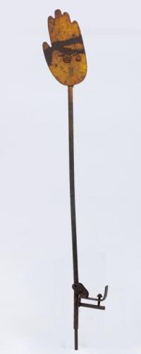 TURN SIGNAL: A vintage truck or bus hand operated turning signal complete with bracket, 91cm long.