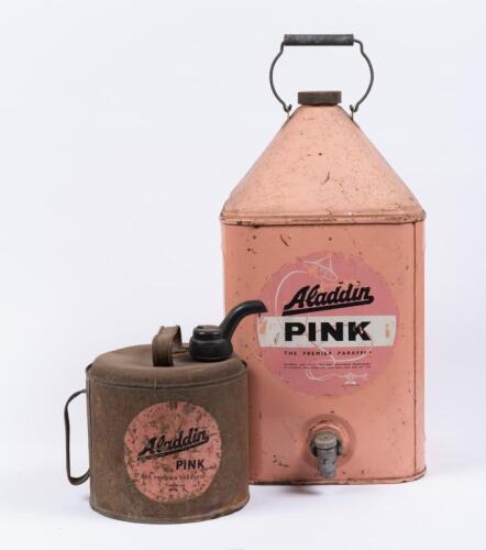 PARAFFIN: Two Aladdin 'Pink Paraffin' tins including one larger and one smaller hand held tin