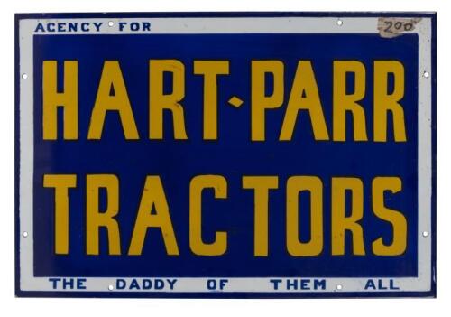 HART PARR: A high quality reproduction Hart Parr Tractors 'The Daddy of them all' enamel sign, 61cm wide, 41cm high.&nbsp;