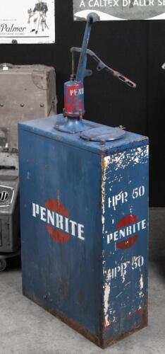 PENRITE: A highboy oil pump in painted 'Penrite HPR 50' livery with hand pump affixed