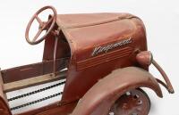 CYCLOPS: A prewar c1930s Cyclops Pedal truck with rear bucket attachment, red with orange pinstriping, chain driven. - 3