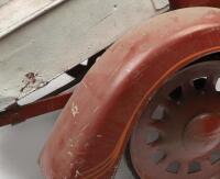 CYCLOPS: A prewar c1930s Cyclops Pedal truck with rear bucket attachment, red with orange pinstriping, chain driven. - 9