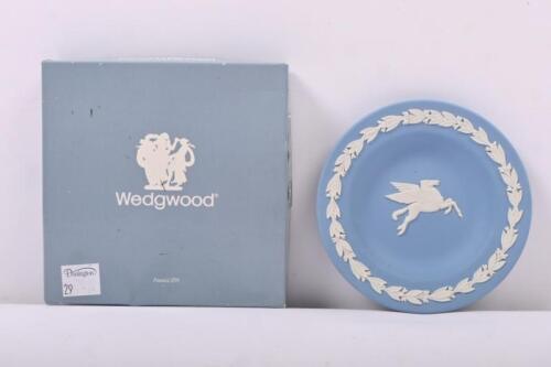 PEGASUS: A circa 1992 Wedgwood white and blue Jasper Ware plate with 'Pegasus' motif. One of 500