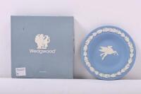 PEGASUS: A circa 1992 Wedgwood white and blue Jasper Ware plate with 'Pegasus' motif. One of 500