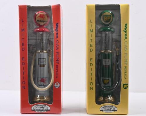 WAYNE GAS PUMP: Two Limited Edition Wayne Gas Pump replicas by GEARBOX COLLECTIBLE. 'BP' & 'Mobilgas' liveries
